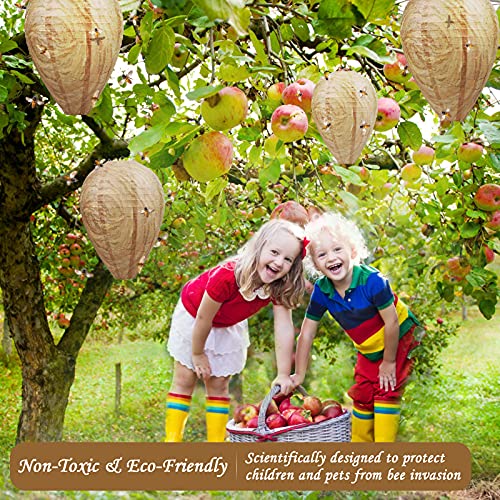 GWHOLE 4 Stück Wespennest Attrappe Wetterfest Hornissennest Künstliche Wespennesterköder Wespenabwehr für Haus Garten und Outdoor