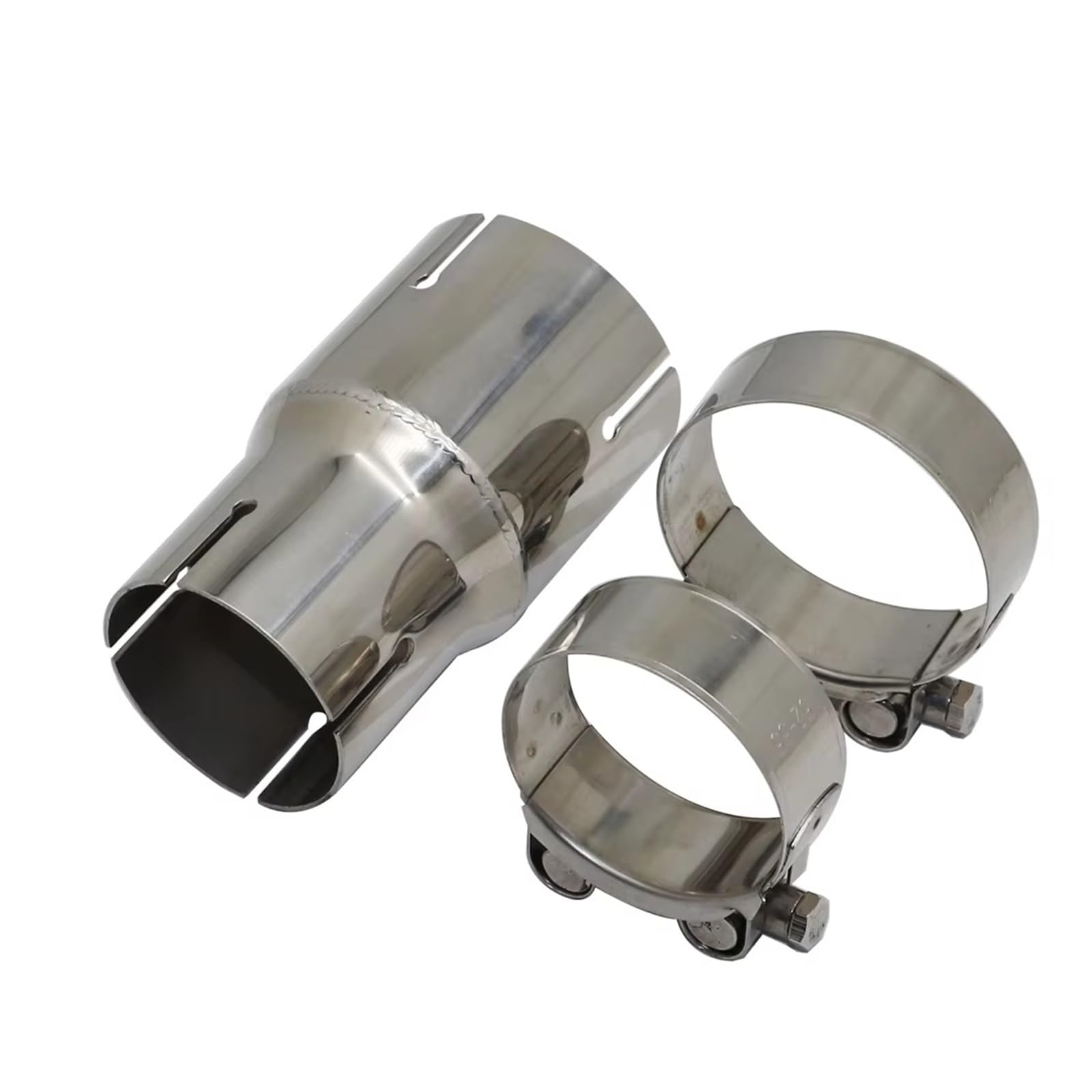 Terminale Tubo Universale In Acciaio Inossidabile Adattatore Dritto Riduttore Giunto Per Tubo Scarico Per Acciaio Inossidabile Doppia Apertura Tubo di scappamento(ID 45MM-63MM)