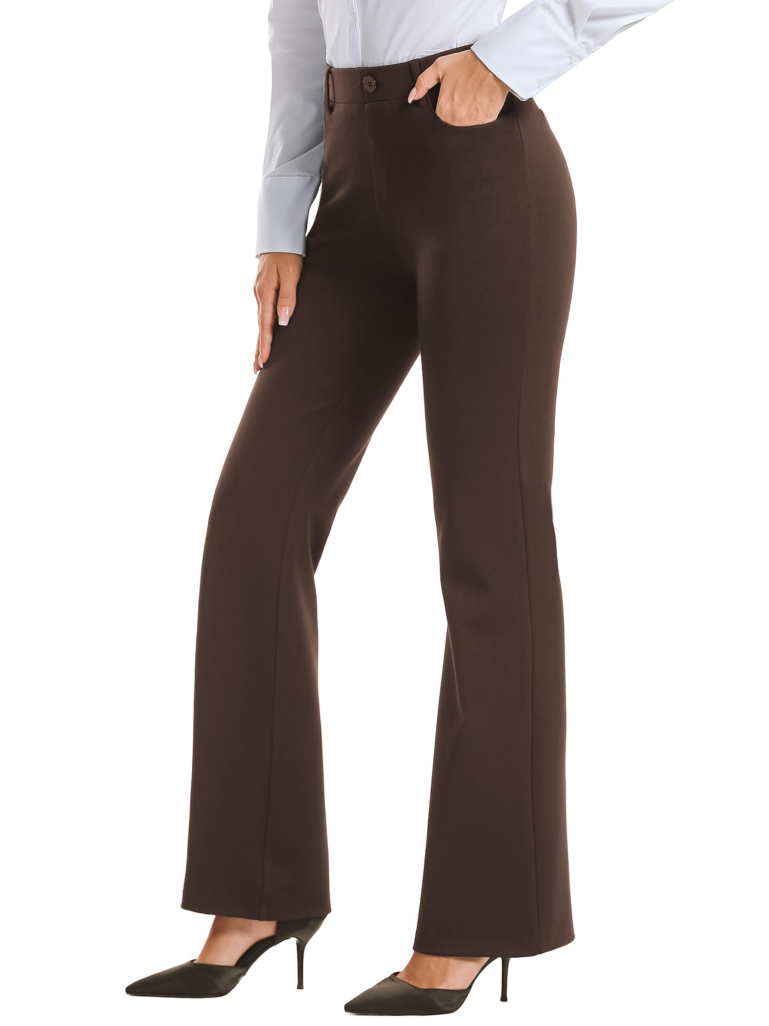 Stelle Women 28"/30"/ 32" Bootcut Dress Pants Business Casual Work Pants with Pockets Pull On Regular Slacks for Office