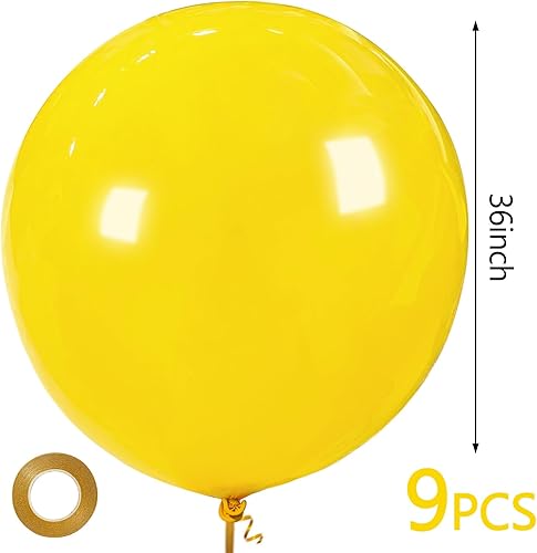 Miniatura 2 de Globos amarillos grandes de 36 pulgadas, 9 globos de látex gigantes amarillos, globos grandes para decoraciones de cumpleaños, bodas, fiestas