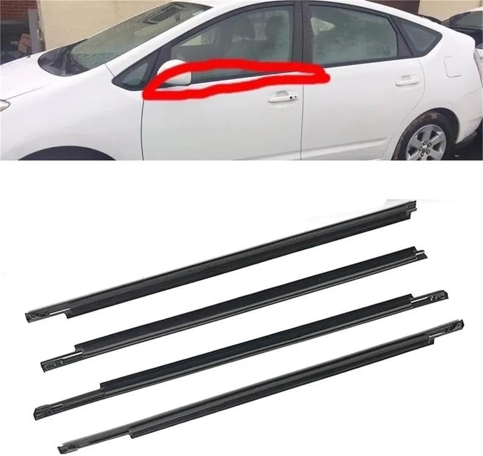 Uszczelka gumowa automatyczna Uszczelka zewnętrzna okna drzwi boczne szklane drzwi gumowe listwa wykończeniowa uszczelka ochronna dla TOYOTA dla Prius 2004-2009 4 szt.