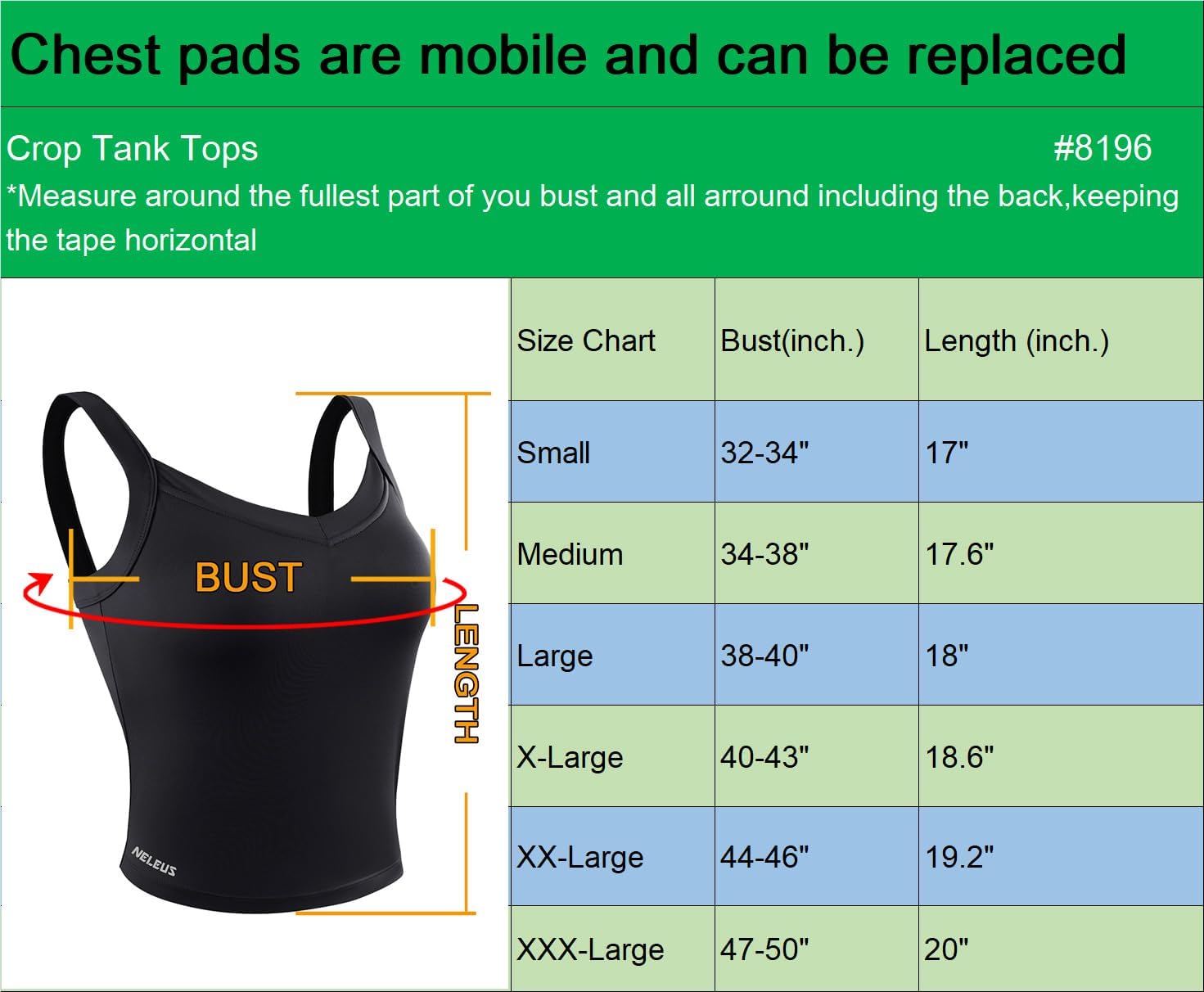 NELEUS Women's 3 Pack Athletic Cropped Tank Top Padded Bra - Image 3