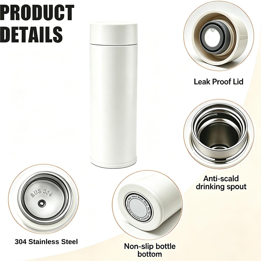 Termo pequeño de 11 onzas con aislamiento térmico de acero inoxidable para niños, botella de agua aislada al vacío, recipiente ideal para café, té, agua