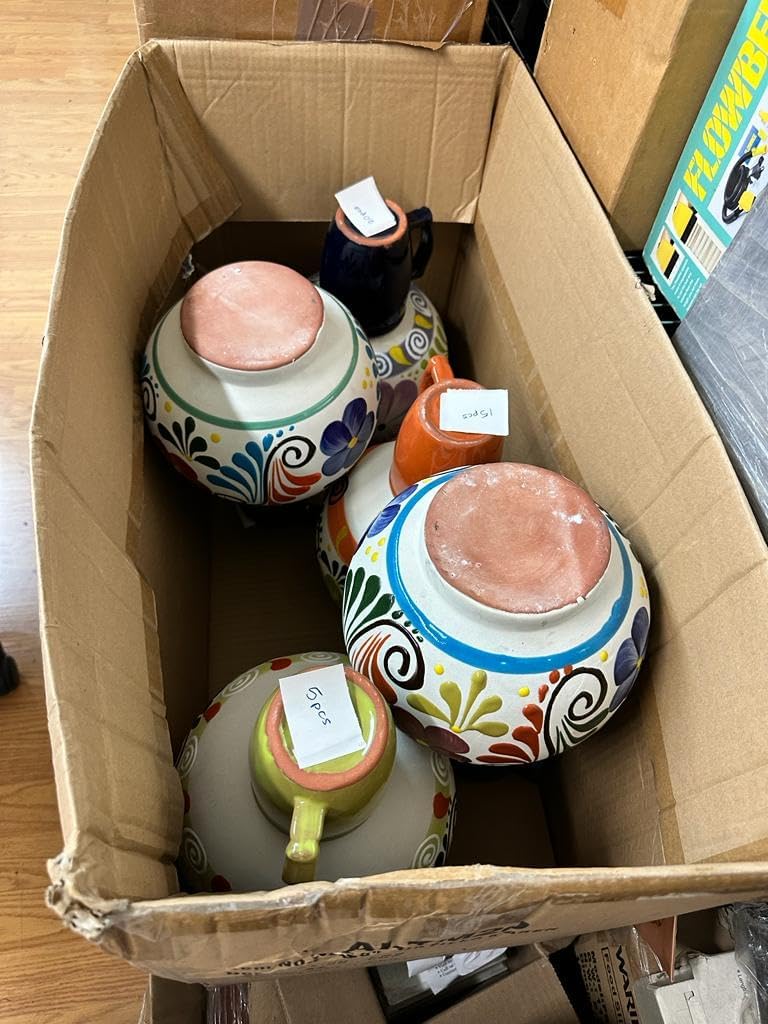 Authentic Mexican Clay Carafe and Cantarito Set, Hand Painted Artisan Design, Temperature Retention, 12x8.5 inches, Brown