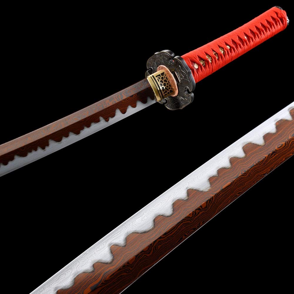 Japanese Samurai Katana Swords 1095 Carbon Steel Baking Color Full Tang Sharp Scabbard (ZSW-004)