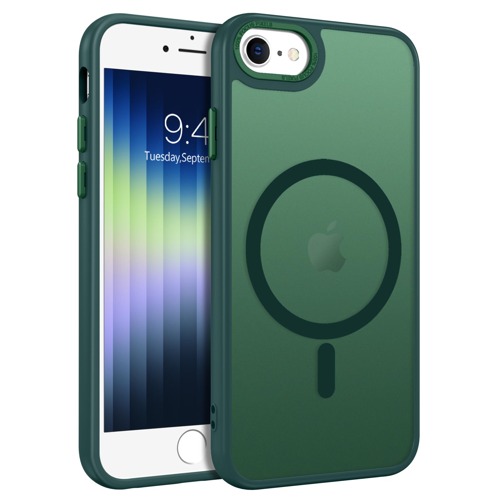 BENTOBEN for iPhone 7/8/SE 3/2 (2020/2022) Magnetic Case [Compatible with MagSafe], Translucent Matte Back Anti-yellow Slim Soft TPU Shockproof Women Men Protective Cover for iPhone 7/8/SE, Green