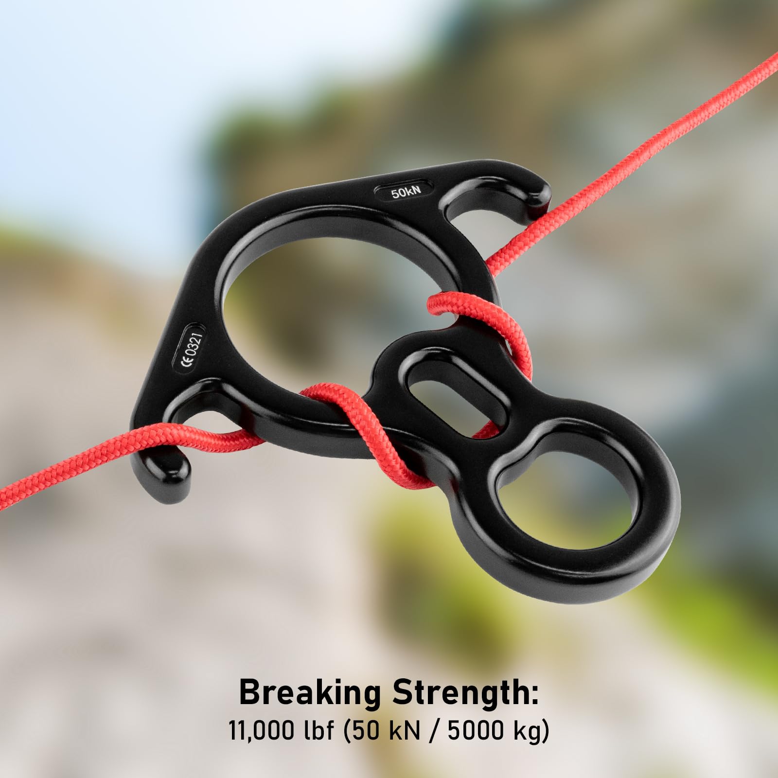 Freno de cuerda de rappel de aleación de aluminio 50KN para cuerdas de 8-13mm escalada