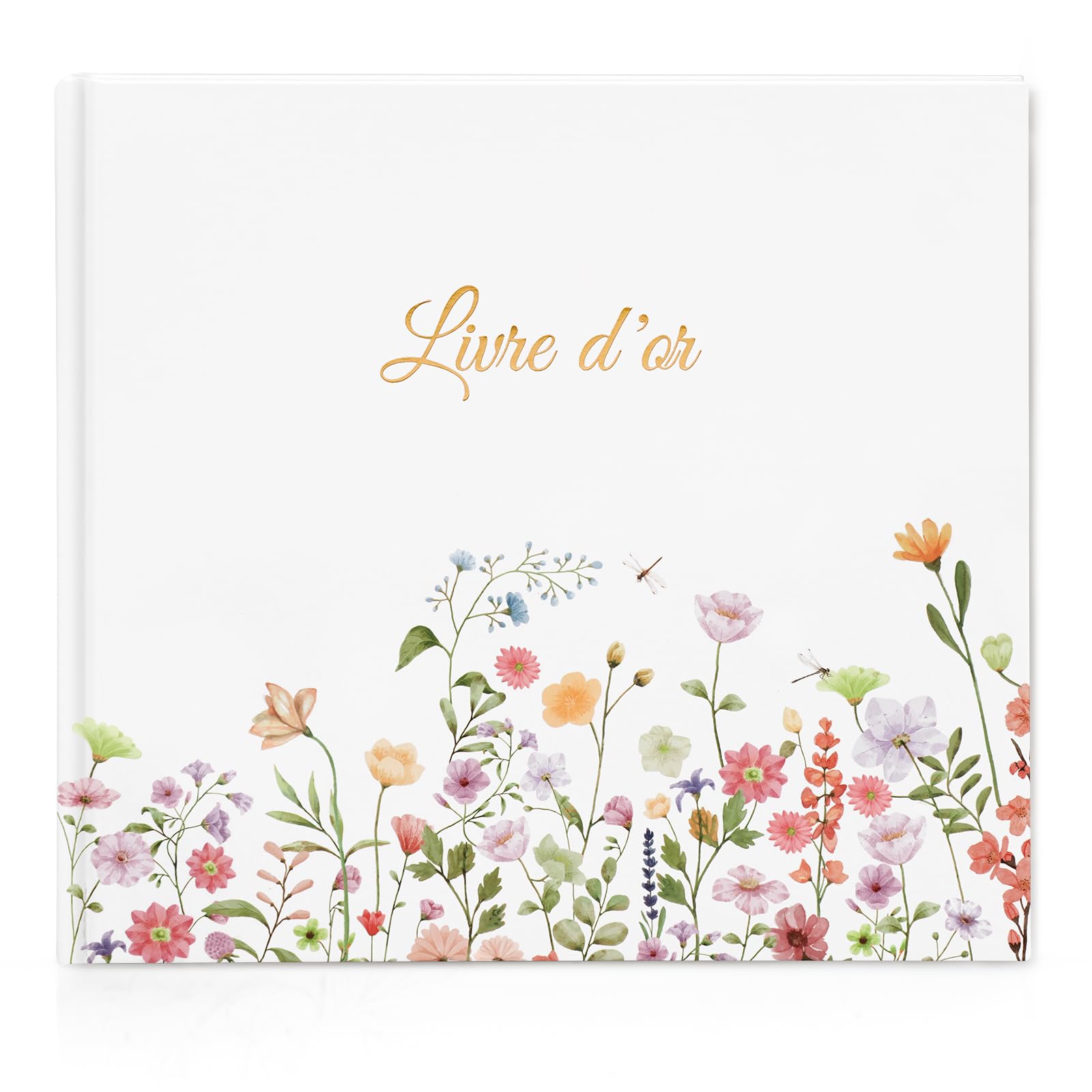 Livre d'or Mariage 40 Autocollants 46 Pages Doubles Papier épais 21x23cm Couverture Rigide Blanc