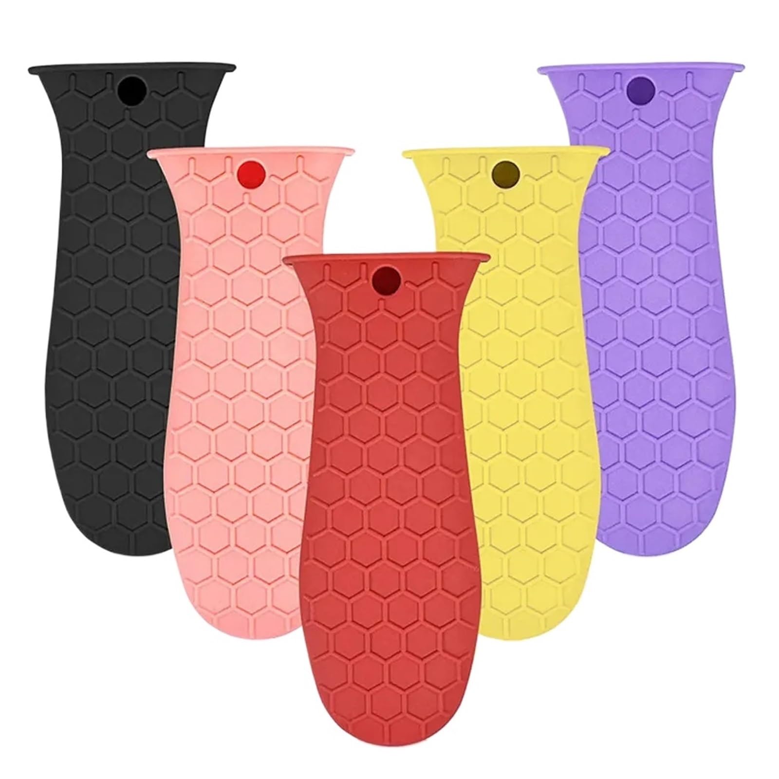 5 piezas fundas de mango de silicona, agarres antideslizantes | Fundas resistentes al calor para mango de sartén, color aleatorio, 13.50X5.70X2.20cm