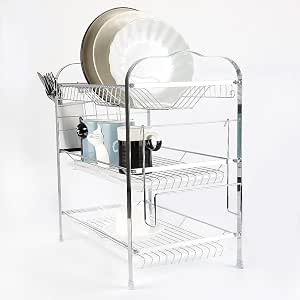 Scolapiatti 2 Livelli QIANGUONG – Acciaio Inossidabile Con Portabicchieri E Portautensili – Grande Capacità Per Cucina, Facile Da Montare, Colore Nero - 6