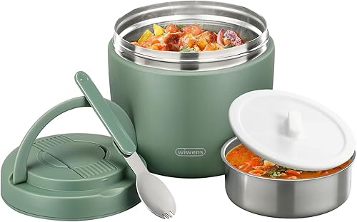 Thermo Food Jar for Hot Food Adults 32OZ Soup Thermo Lunch Containers Wide Mouth Vacuum Insulated Stainless Steel Leakproof Bento Box with Spoon