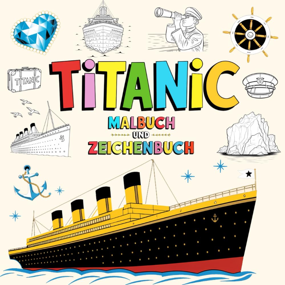 Titanic Malbuch und Zeichenbuch: Entdecke das legendäre Schiff durch Kunst und Kreativität – 40 inspirierende Bilder zum Zeichnen und Ausmalen