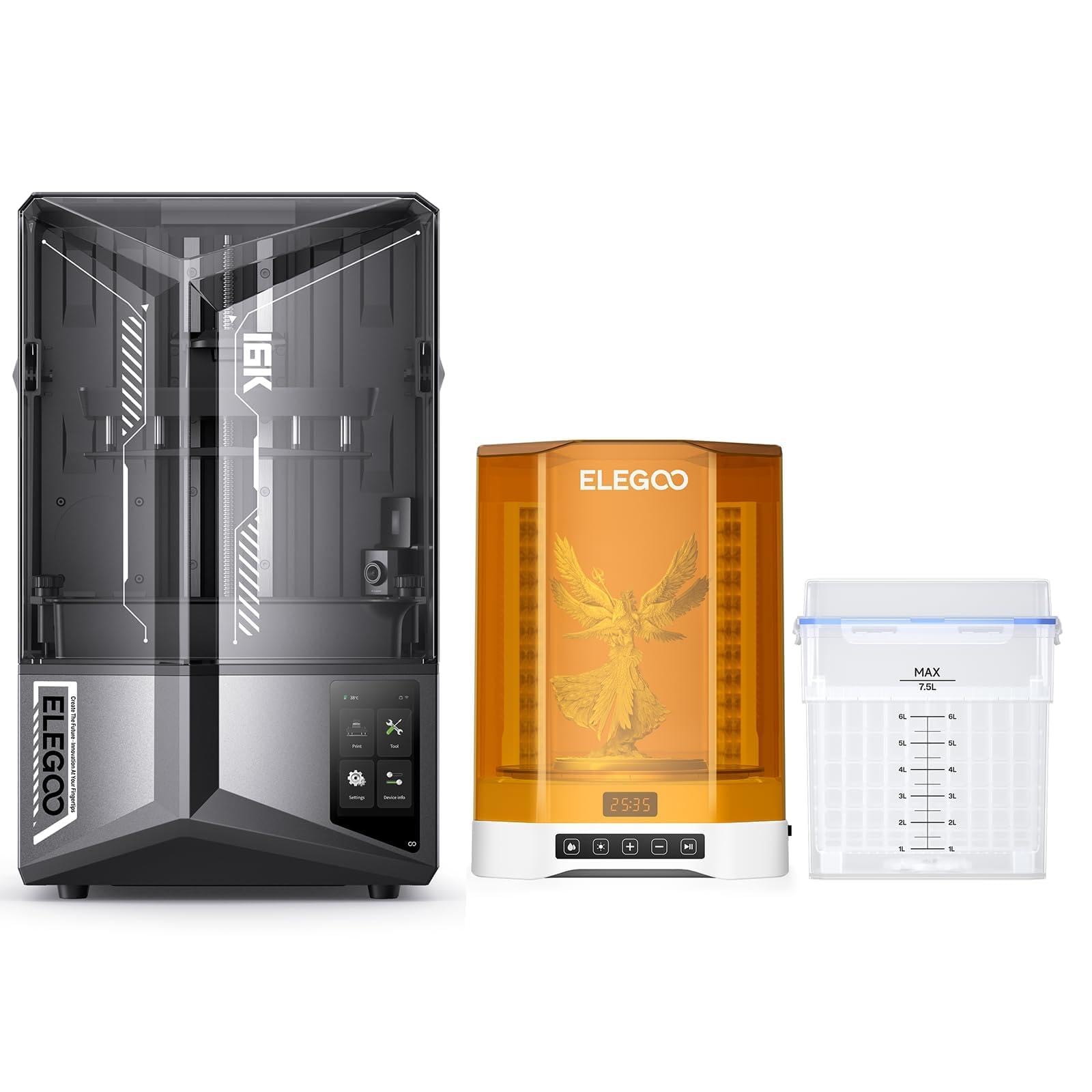 ELEGOO Saturn 4 Ultra 16K Stampante 3D Resina y Mercury Plus V3.0 Wash and Cure Macchina