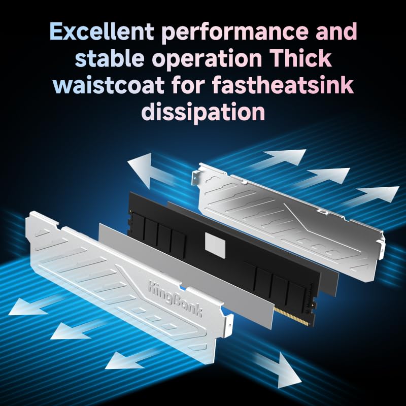 Image of KingBank Computer Desktop Memory Ram DDR5 32GB(2x16GB) 6000MT /s CL36 1.35V Overclocking XMP 3.0 & AMD Expo with Heatsink for PC Gaming /Office /PS,Silver