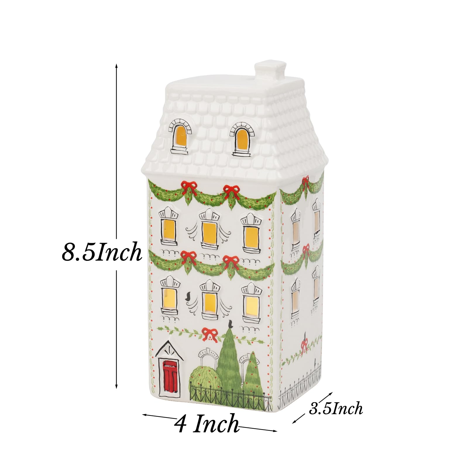Cynkeyee Weihnachtsdorfhäuser, Party-Dekorationen, Weihnachtshaus-Dekoration, weiße Keramik-Dekorationen, Innenregal, Tischdekoration, 10,2 x 8,9 x 21,6 cm