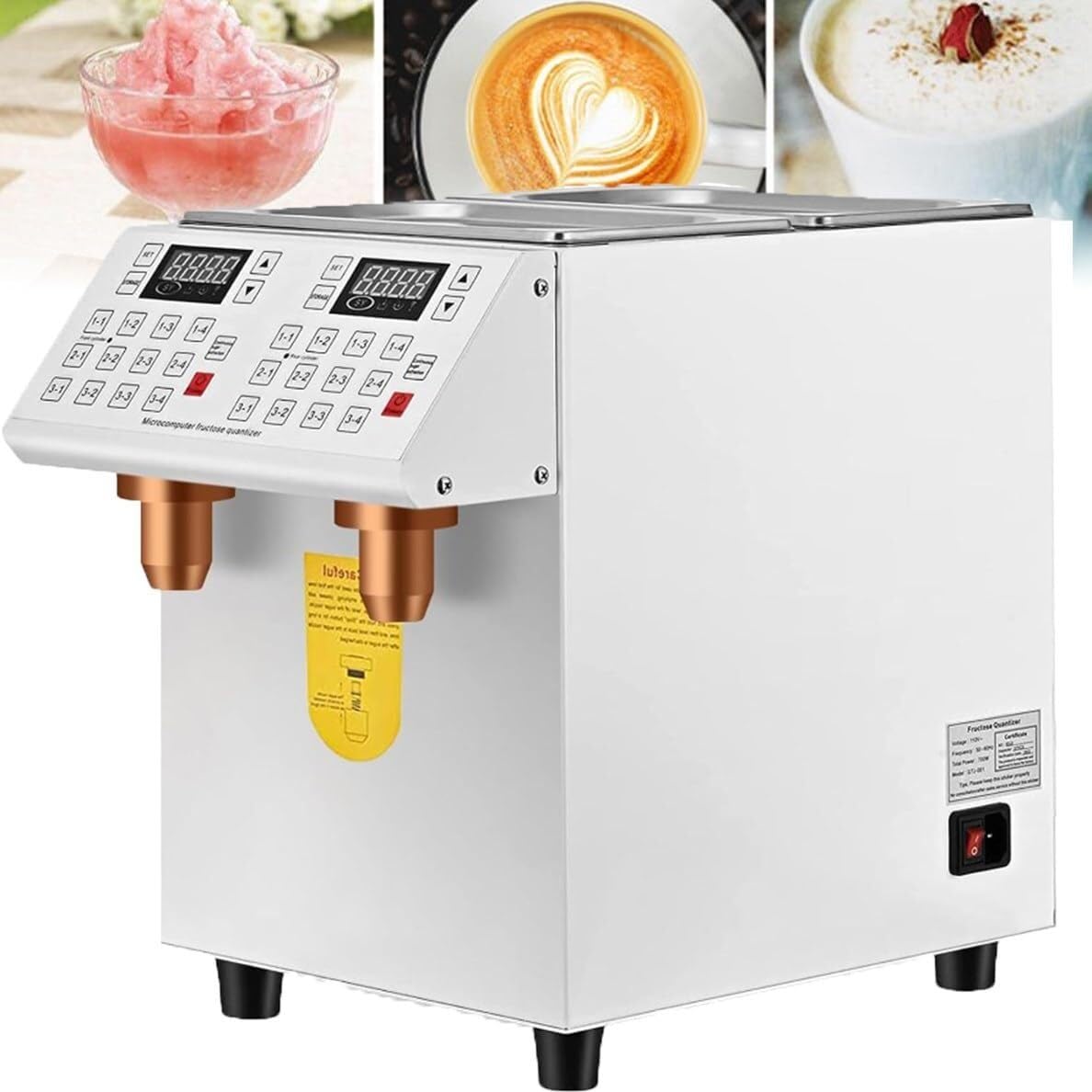 Distributore automatico di fruttosio, dispenser per sciroppo in acciaio inox da 12 litri per Bubble Tea, macchina commerciale elettrica con doppia scarica per una porzione quantitativa precisa