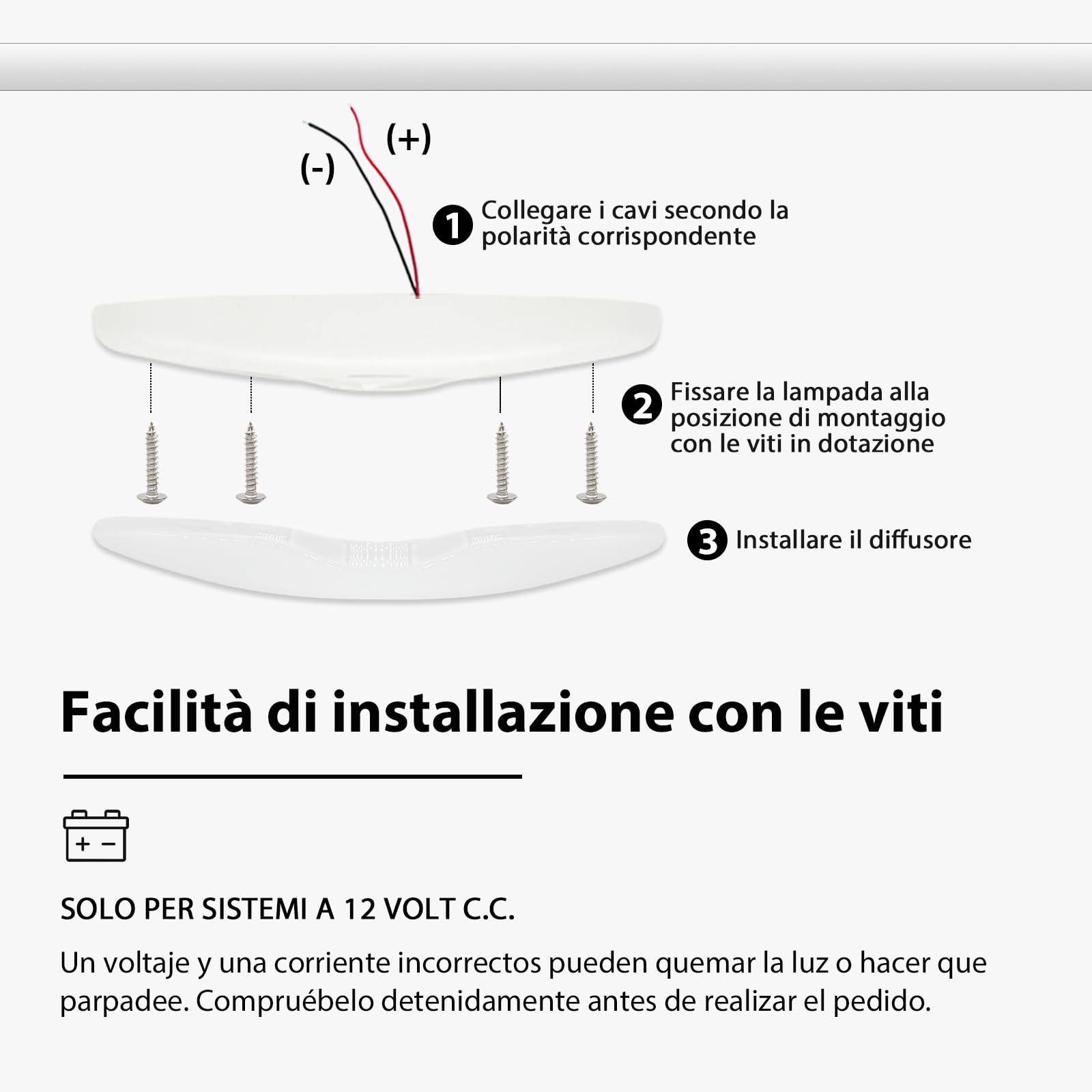 Dream Lighting LED Plafoniera 12V per Camper Barca 3500K 4,2W 370LM 15x9cm IP44