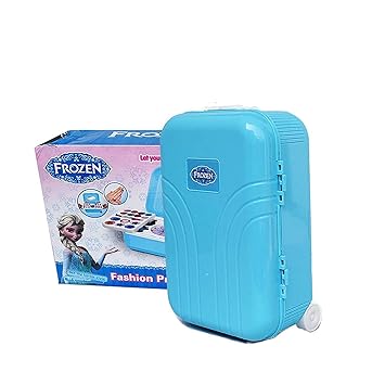 mQFIT Beauty Make up Set for Girls | Makeup kit for Girls All-in-one Trolley Type Water Removable Real Cosmetics (Non-Toxic) (Blue)