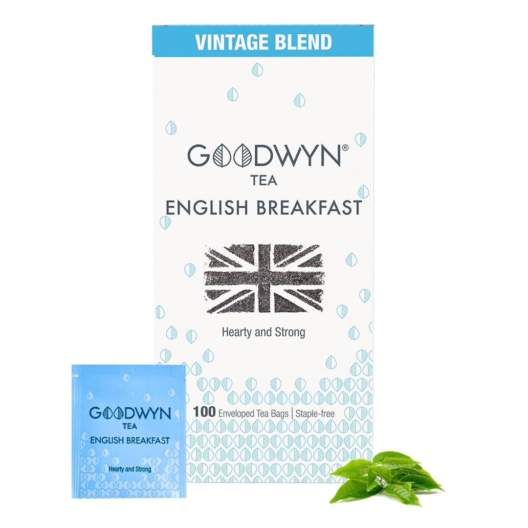 English Breakfast Tea (100 Tea Bags) | Classic Strong High Caffeine Black Tea | Bold & Robust Flavor | Perfect Morning Brew | Plastic Free Tea Bags