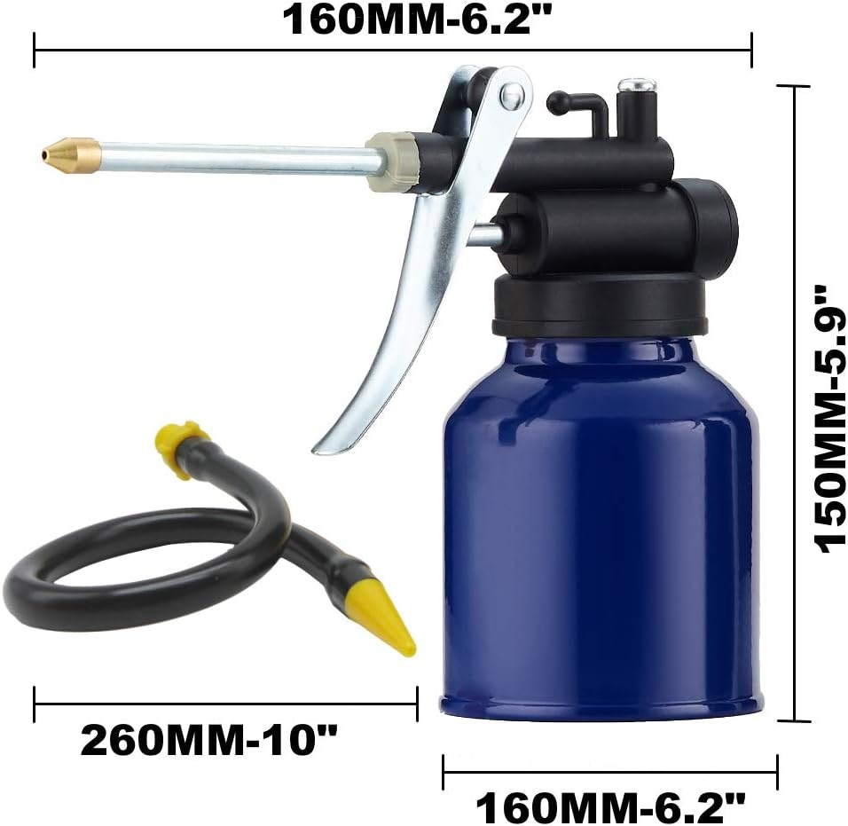 Oil Can Pump Heavy Duty Pistol Type Oiler with Metl & Flexible Spout (Blue)