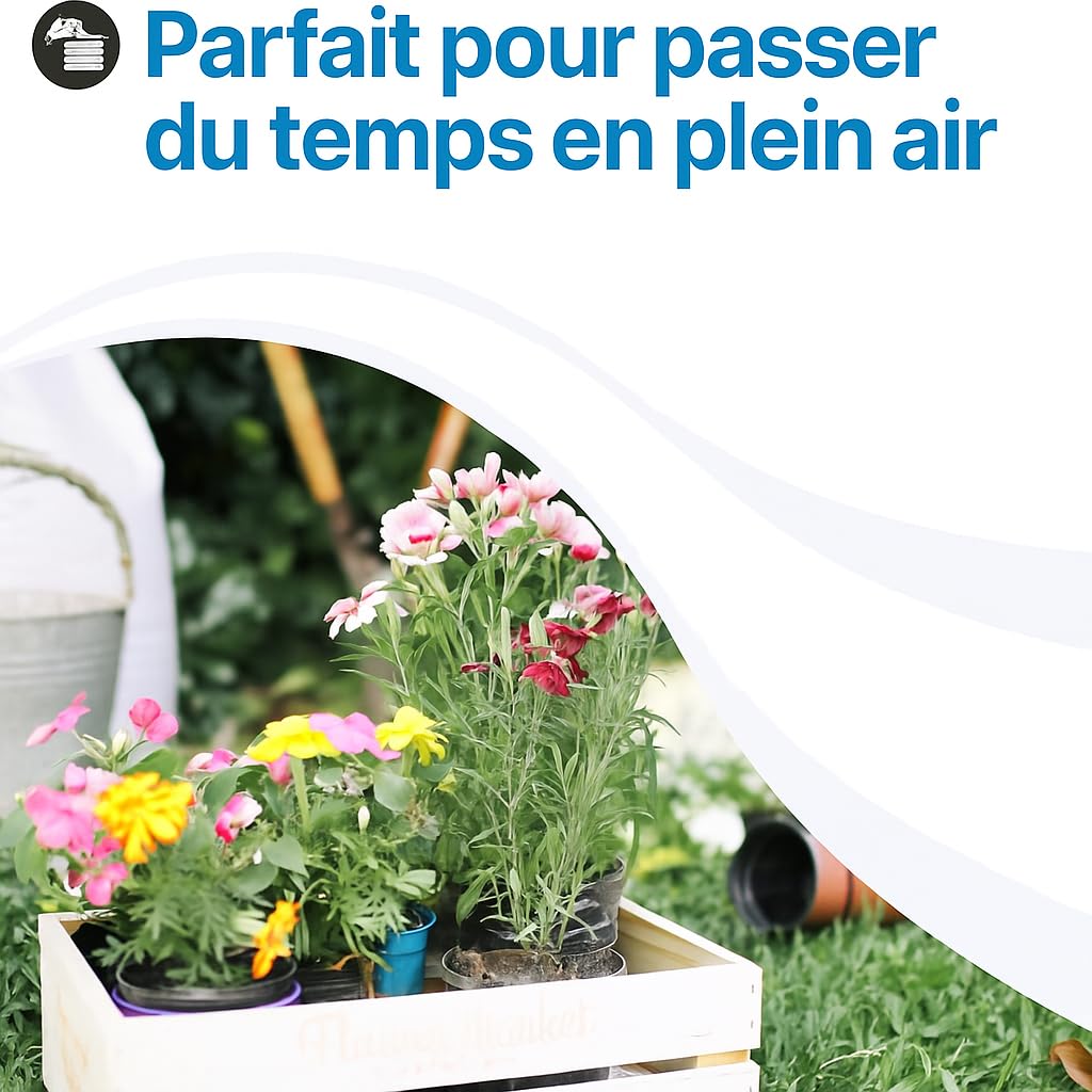 Tomaino Table de Jardin Exterieur avec Trou Parasol Plastique 126x76x72 cm