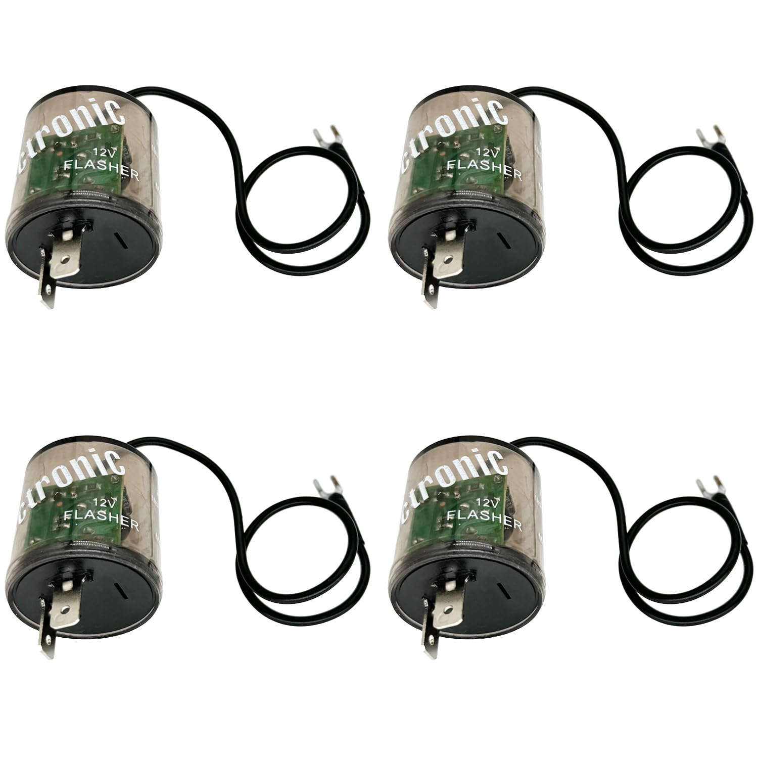 2-pin 12vdc LED Flasher Relays with Ground Wire, Pack of 2