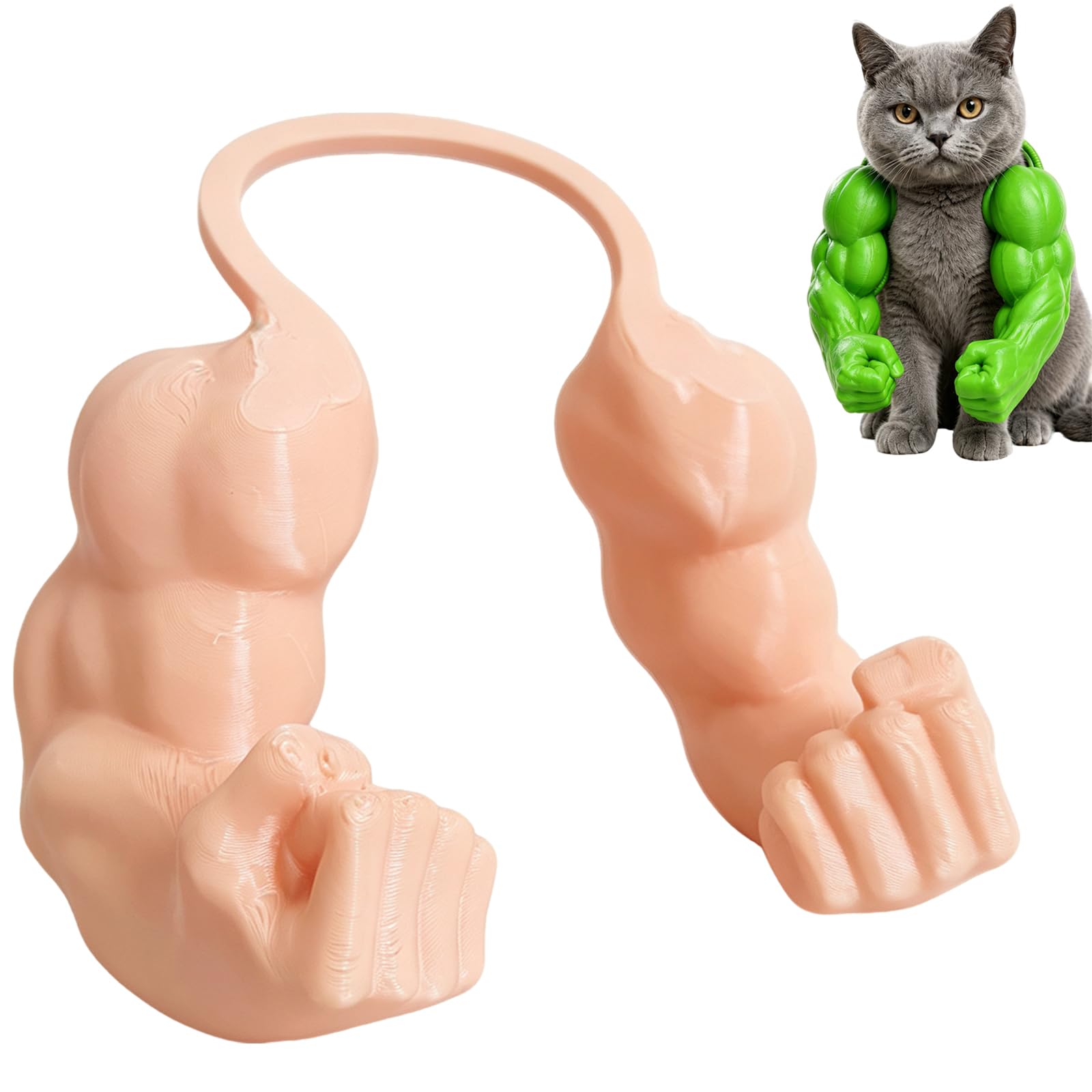 Cat Muscle Arms, Cat Muscle Arms Hilarious 3d Printed Costume, Lightweight Neck Hanging Festival Outfit, Ideal Photo Prop for Cats & Dogs, Pet Accessory (Skin tone)