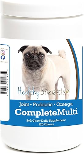 Miniatura 1 de Healthy Breeds Pug todo en uno multivitamínico suave masticable 120 unidades