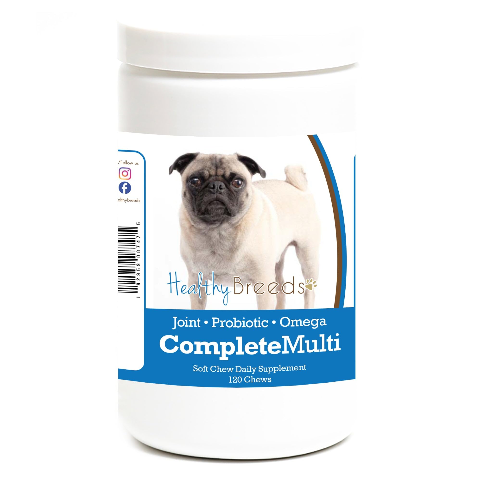 Healthy Breeds Pug All in One Multivitamin Soft Chew 120 Count
