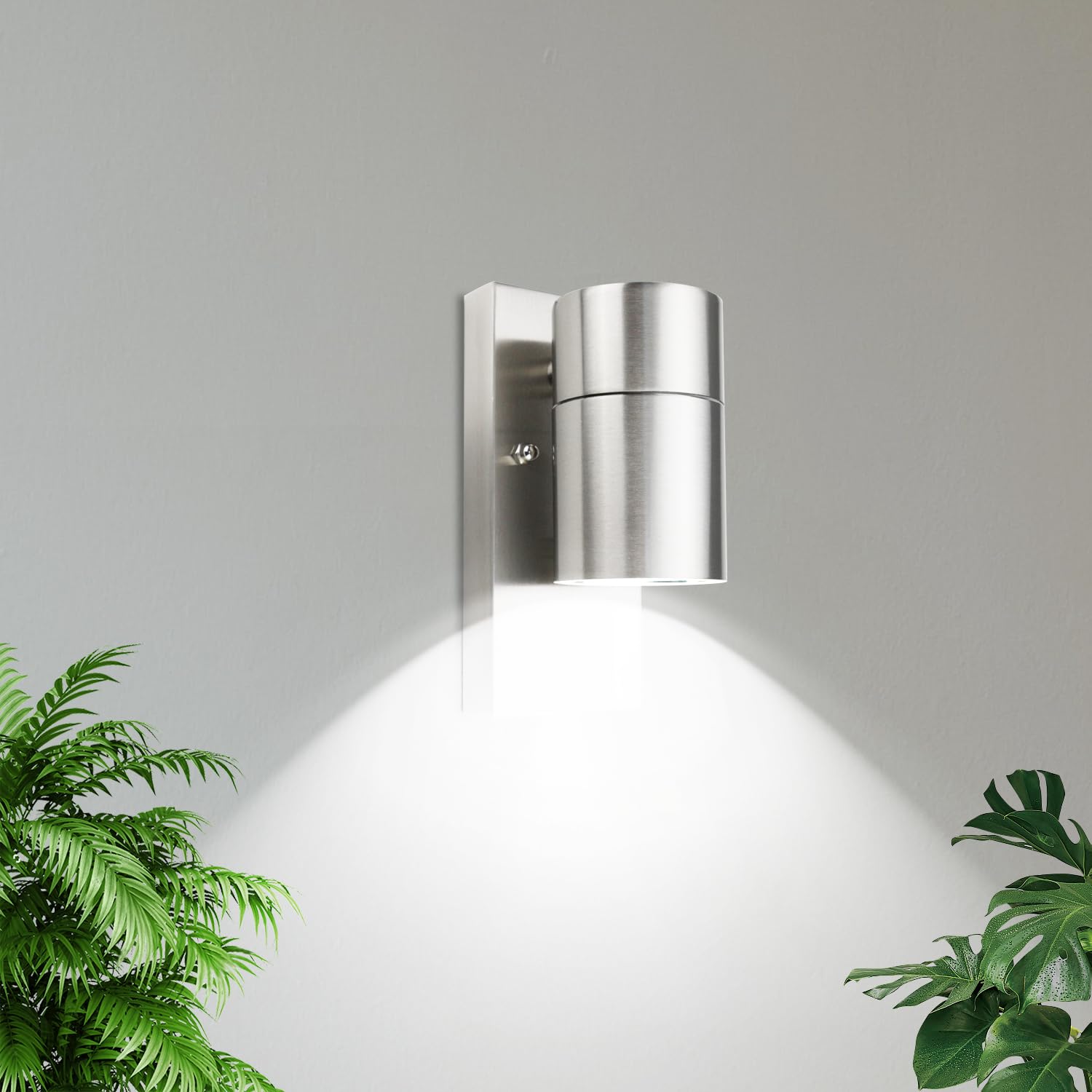 Allesgute Dusk to Dawn Outdoor Wall Lights Mains Powered 240V Stainless Steel IP44 Outside Security Lights for Porch Front Door, Incl.1x 5W LED GU10 Bulbs Cool White