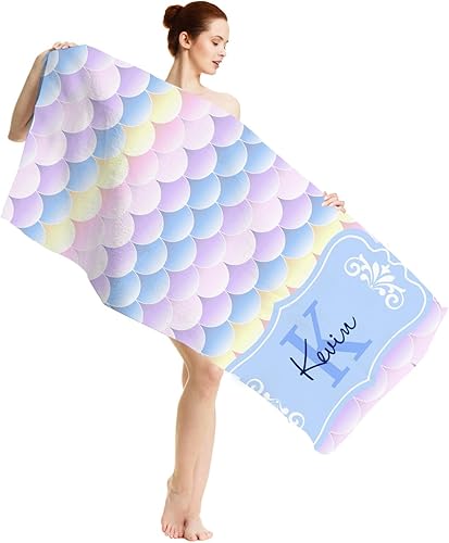 Miniatura 16 de Magimagine Toallas de playa de verano personalizadas, toalla de playa con nombre personalizado, absorbente y de secado rápido, toalla grande sin
