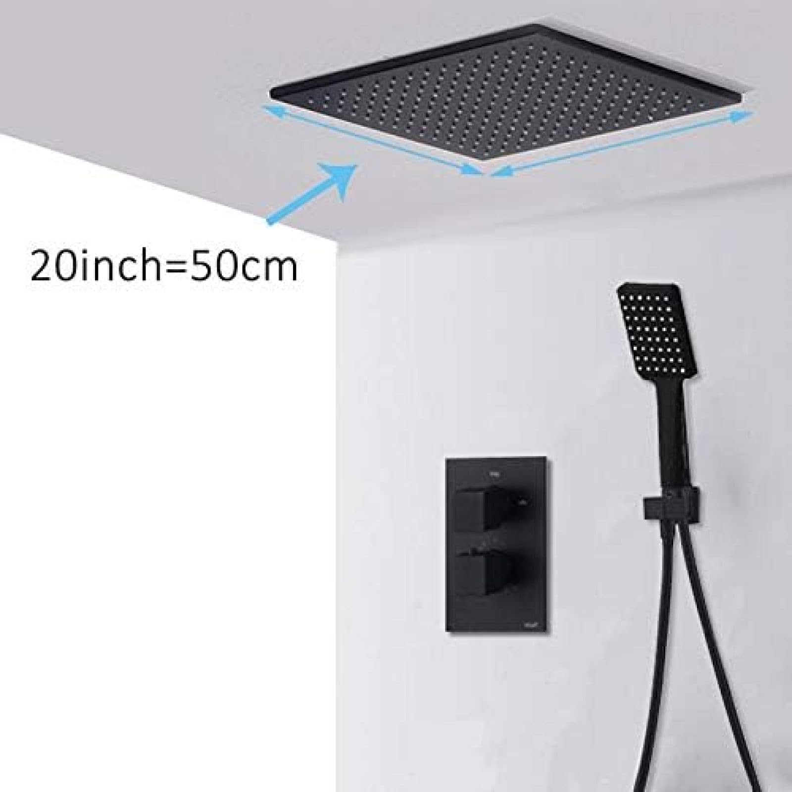 Czarny Orb Termostatyczny Zestaw Prysznicowy Z Deszczownicą Sufitową, Mosiężny Prysznic, Bateria Termostatyczna Do Wanny I Prysznica,16 Inch Set