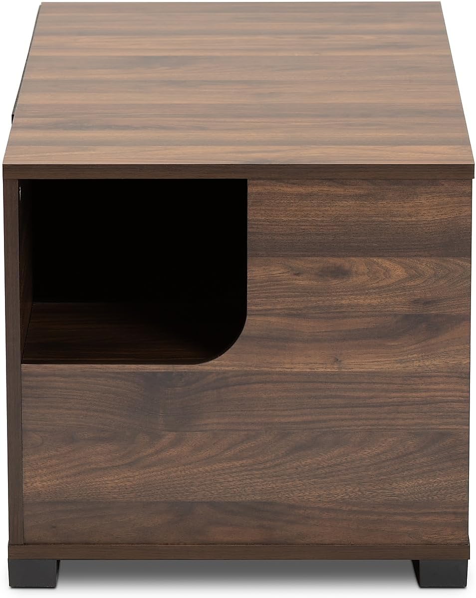 Baxton Studio Connor Walnut Brown Finished 2-Door Cat Litter Box Cover House