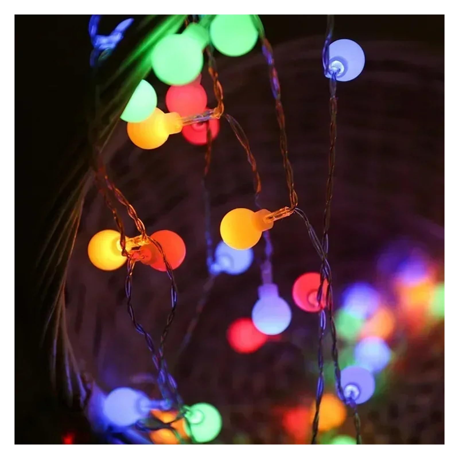 Weihnachtsbaumlichterketten, 12 m lange Lichterkette mit Kugeln, mehrfarbig, for Kränze, Schlafzimmer, Hochzeiten, Camping, Weihnachtsdekoration(White Smart,USB-12M)