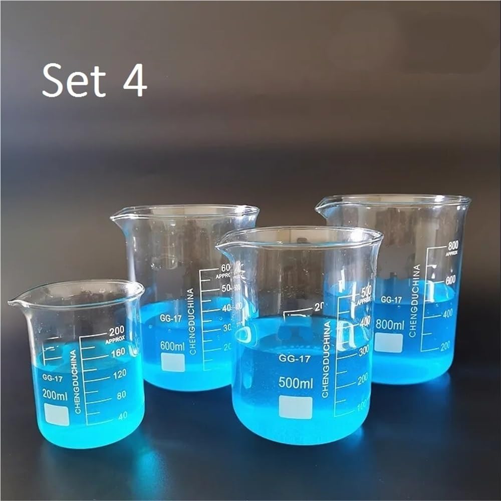 Glasbecher, Borosilikatglas-Becher-Set, Messbecher, 25–800 Ml, Laborausrüstung(4)