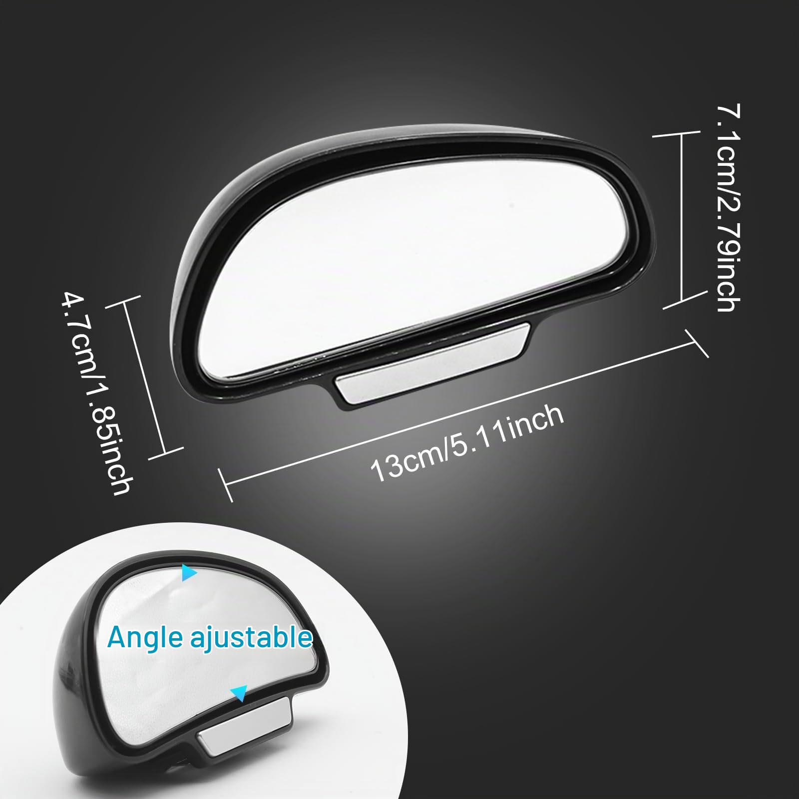 Rétroviseur d'angle mort ajustable à NEW MIRROR 360 degrés pour voiture, rétroviseur en verre HD Accessoires extérieurs pour voiture Epaisseur (Rétroviseur simple droit)