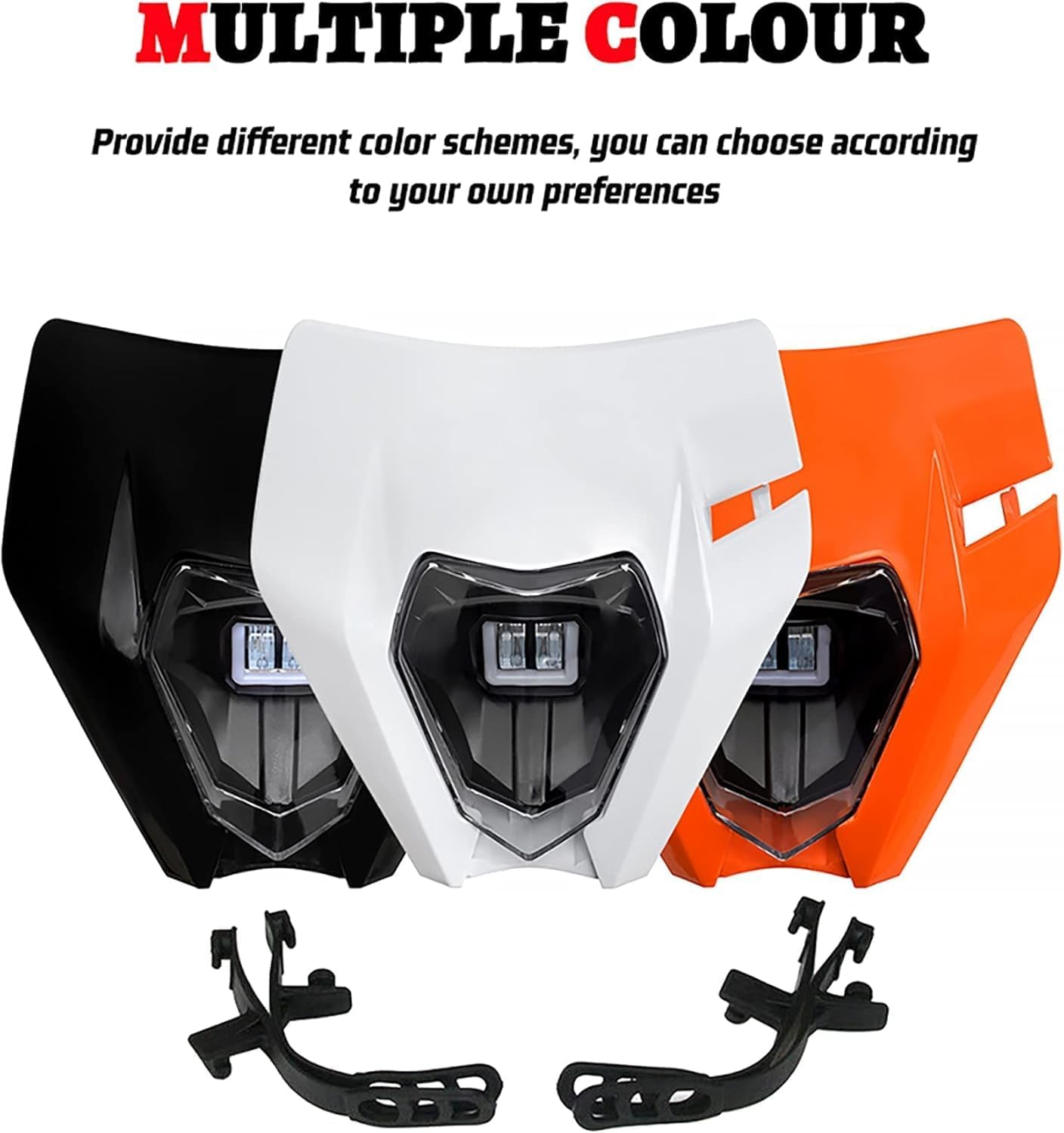 XINGWU Motorcycle Headlight Kit,Universal Dirt Bike Headlight Pit Bike LED Headlight Headlamp Frontlight,Motorcycle Head Lamp Kit for Most Dirt Pit Bike Enduro ATV (white)