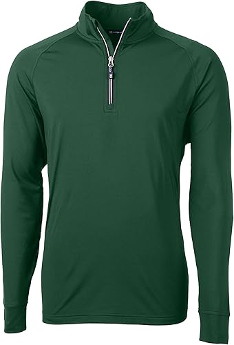 Cutter & Buck Long Sleeve Adapt Eco Knit Quarter Zip Pullover Camisa, Verde (Hun