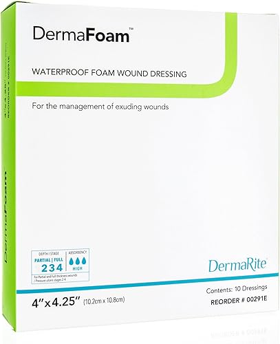 Miniatura 2 de Dermarite Industries Derma Foam - Apósito de espuma no adhesiva, 4 x 4.25, 10 unidades