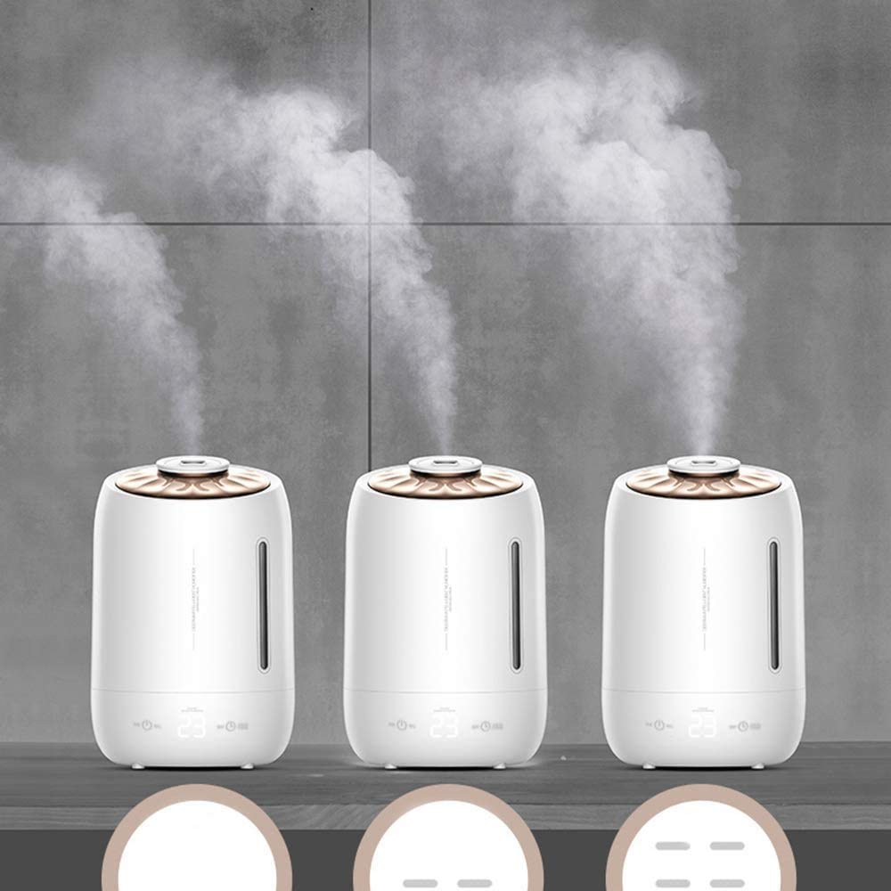 Humidificador de Vapor frío, humidificadores ultrasónicos para Dormitorio de bebés, humidificador Grande de 5 l, 3 Niveles de Niebla Ajustables, Apagado automátic(Blanco