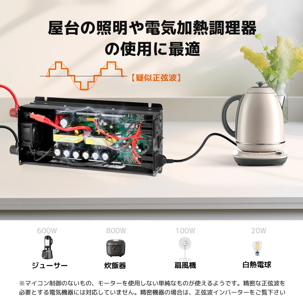 Amazon | LVYUAN 12V/1000W(最大2000W) 車載インバーター DC12V（直流 