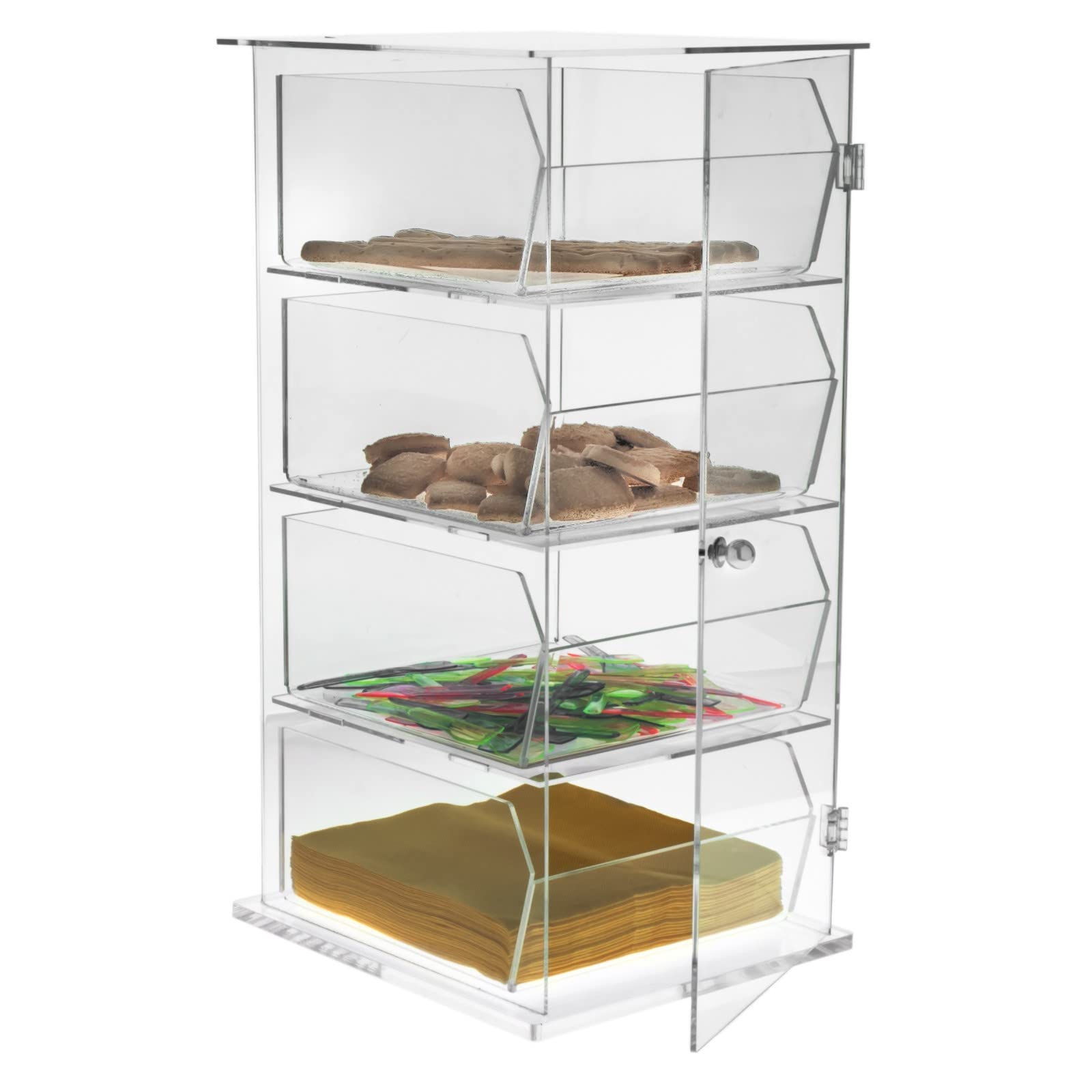 Vetrina da banco in plexiglass trasparente a 4 scomparti rimovibili - Misure: 23 x 25 x H49 cm