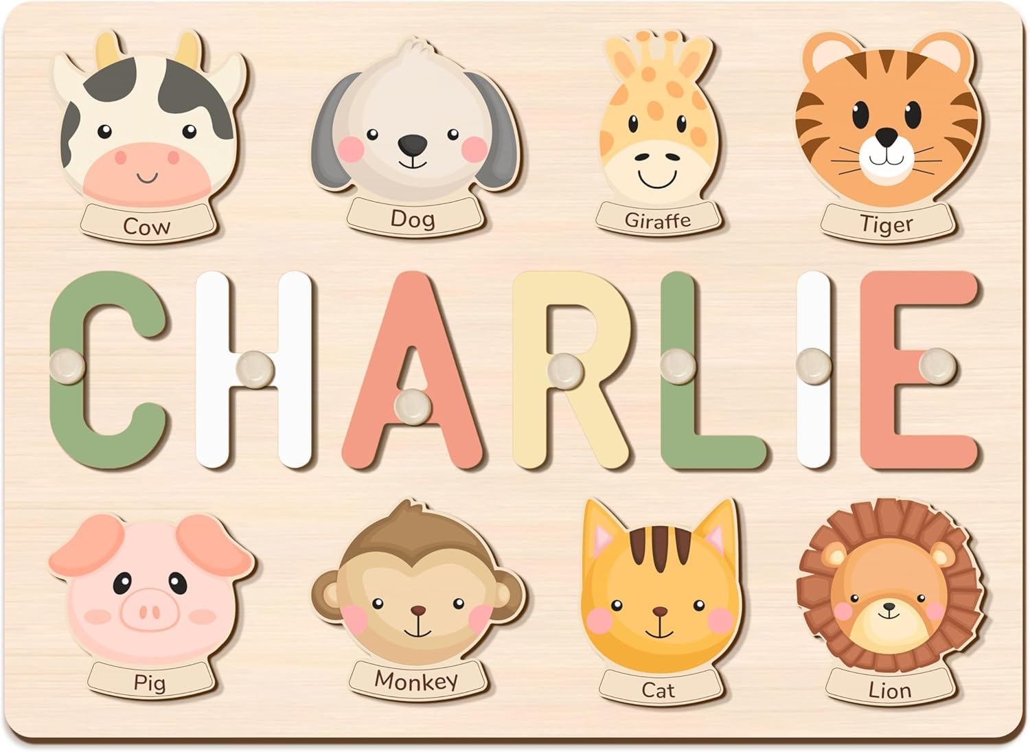 Name Puzzle for Kids Personalized, Custom First Birthday Girl Boy Gifts, Name Puzzles for Toddlers, Personalized Baby Wooden Montessori Toys