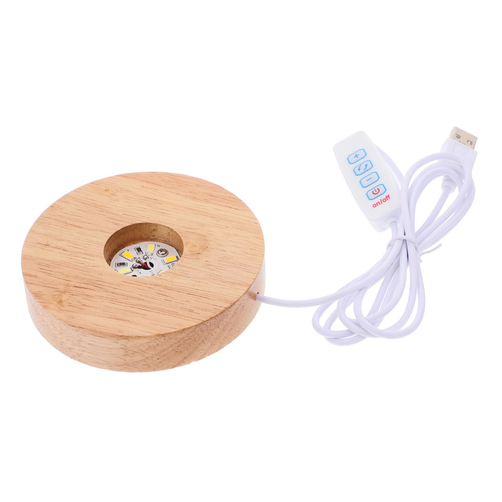 MUSISALY Wooden LED Light Base Small round Display Stand for Crystals with Multifunctional Design and Stable Support, 10cm Wide, 2cm Thick, for Home and Table Decor