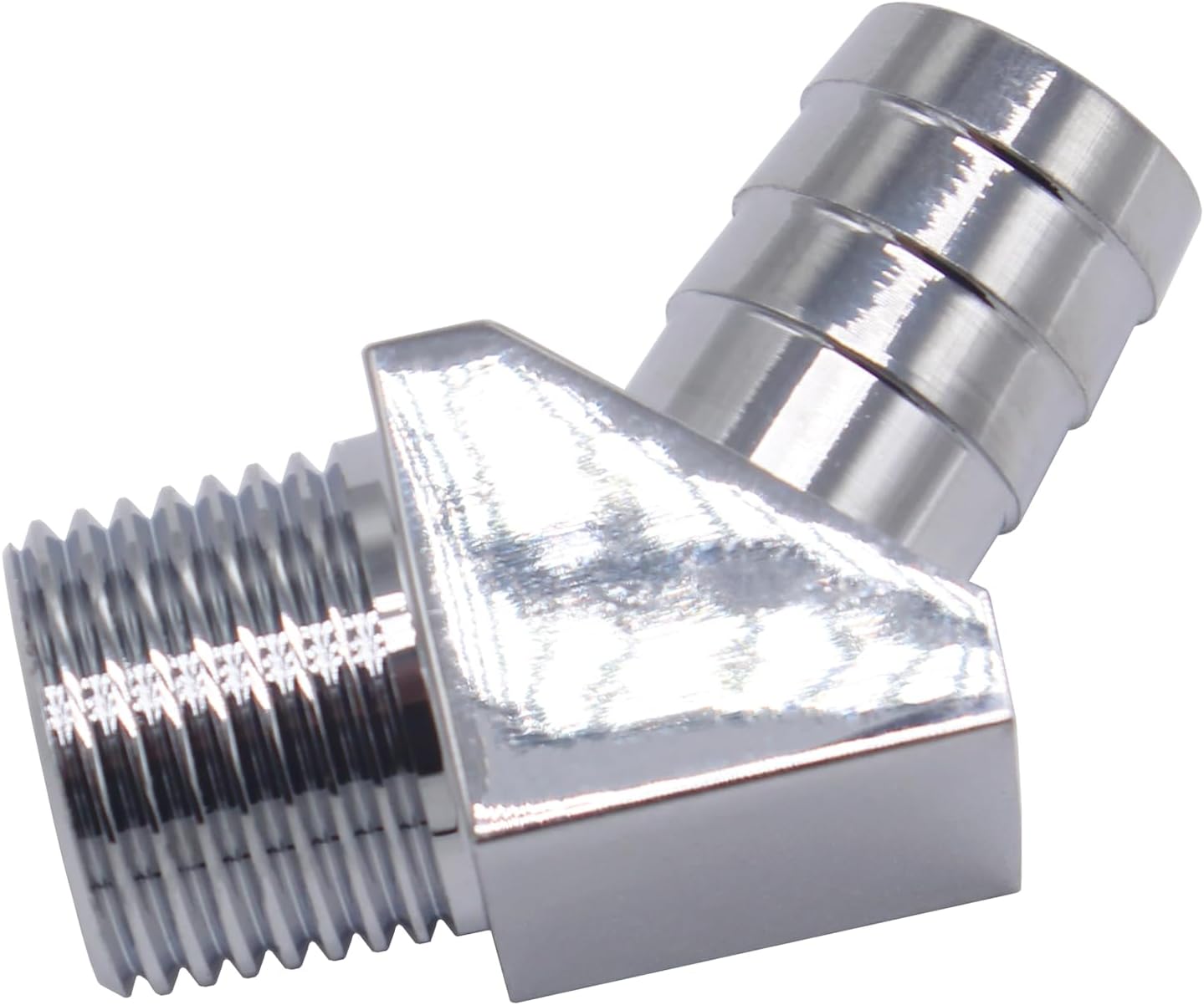 1 PC 45 Degree Heater Hose Intake Manifold Fitting 1/2" NPT to 5/8" Barb Chrome
