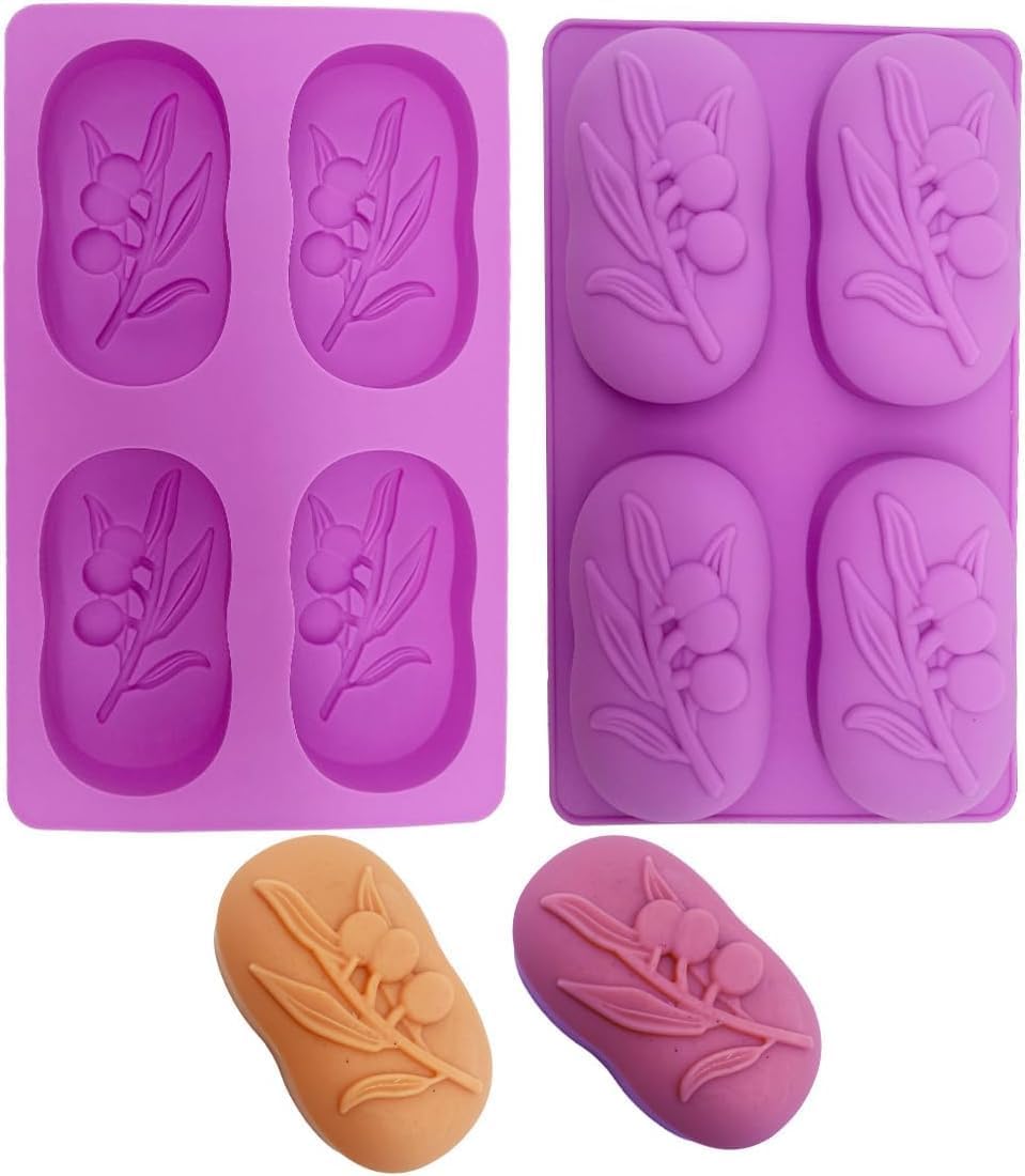 MPR4 Silicone Olive Soap Mould, 4-Cavity Design, Multi-Purpose Mould for Soap Making, Candles, Resin Art and Chocolates, Purple 3