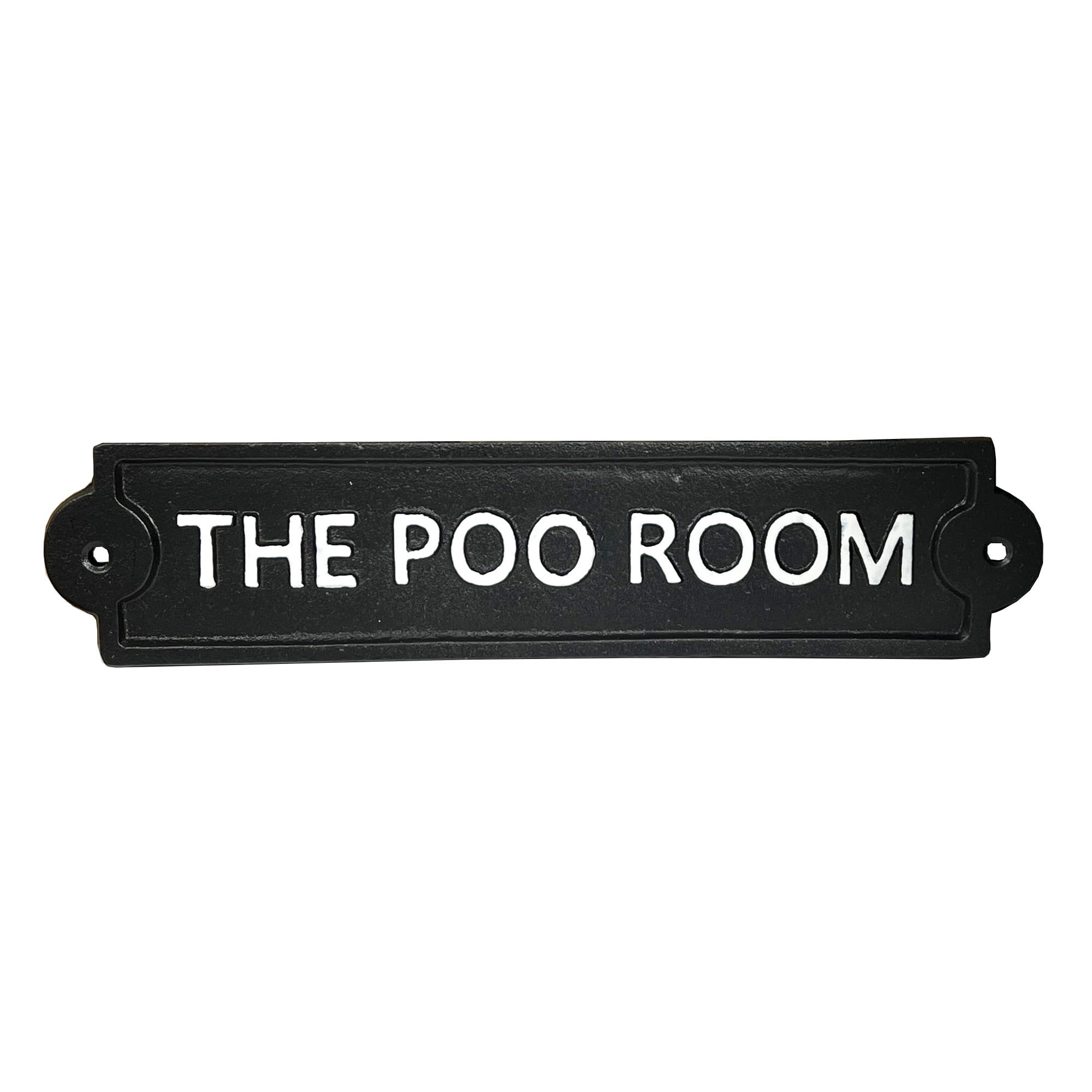 Alfie Francis Black 26.5Cm X 6Cm Cast Iron 'The Poo Room' Funny Toilet/Bathroom Door Sign Wall Plaque