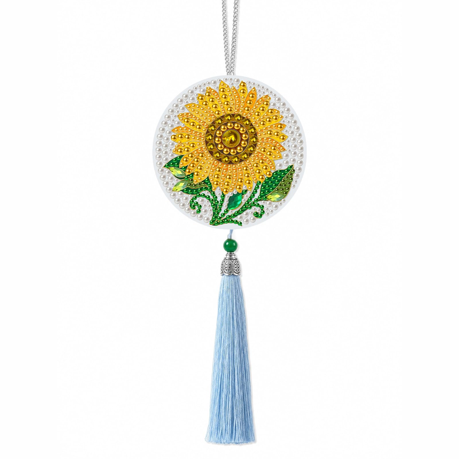 POETRYDRAW Sunflower DIY Diamond Art Painting Car Mirror Charm Pendant