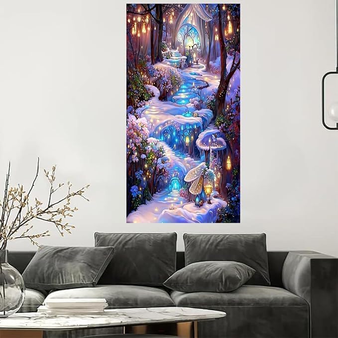 DCIDBEI 40 x 30 CM Pittura con Diamante 5d Vaso su Tavolo Blu, 5D Fai Da Te Rotondo Diamond Painting Cucina, Tempo Libero Creativo per Adulti, Decorazione Camera da Letto Ufficio