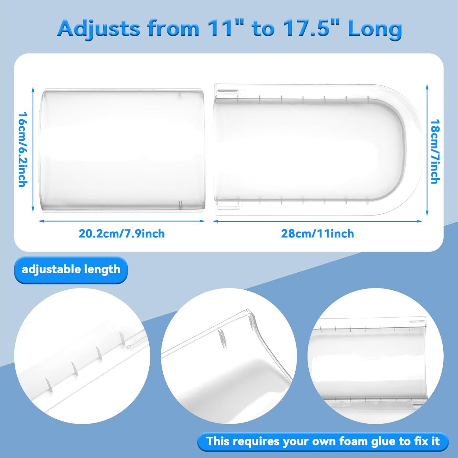 4 Pcs Vent Deflector Extender for Under Furniture Heat Floor and Air Deflecting Vents Deflectors Fits Vents 3-7 Wide, Adjusts from 11 to 17.5 Long
